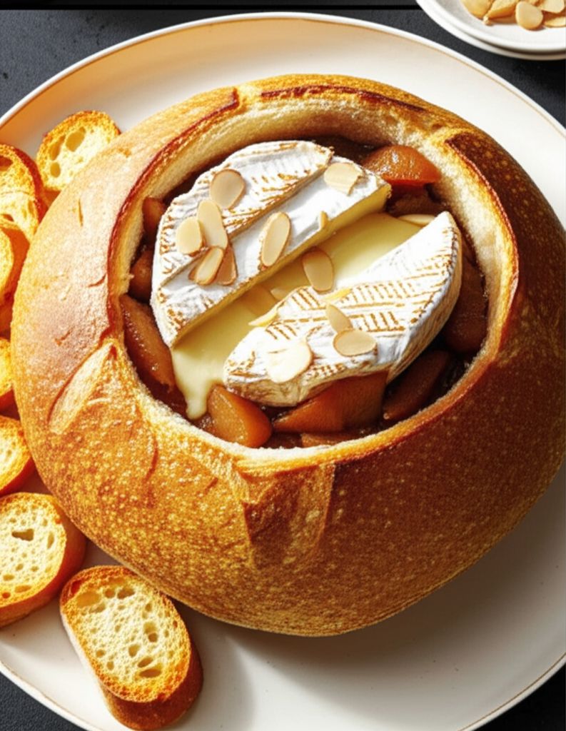 Baked Brie with Caramelized Pears, Shallots and Thyme
