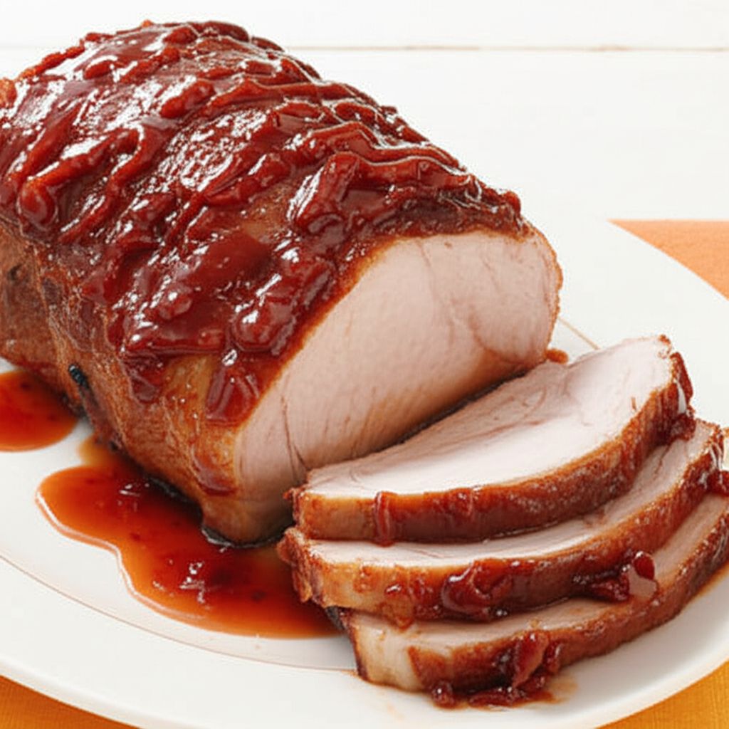 Bone-in Pork Roast with Apple-Rhubarb Glaze