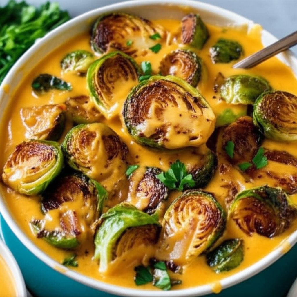 Cheesy Roasted Brussels Sprouts Soup