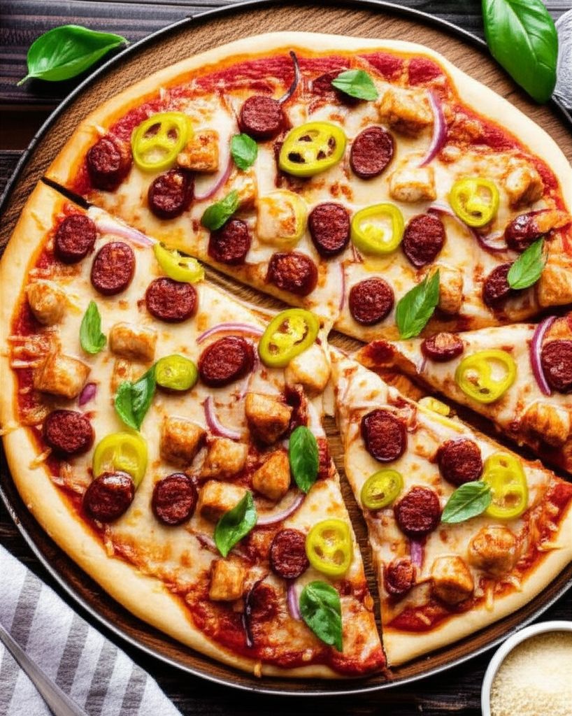 Chicken and Chourico Pizza