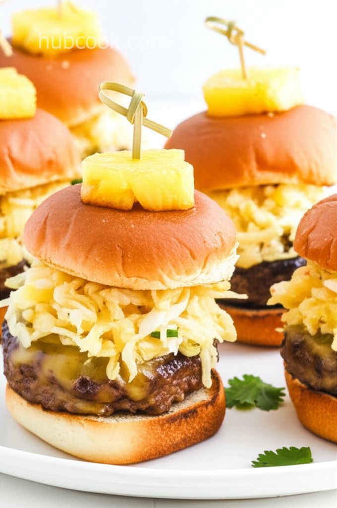 Hawaiian Beef Sliders with Pineapple Slaw