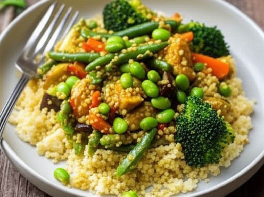 Indian Curry Couscous with Broccoli and Edamame