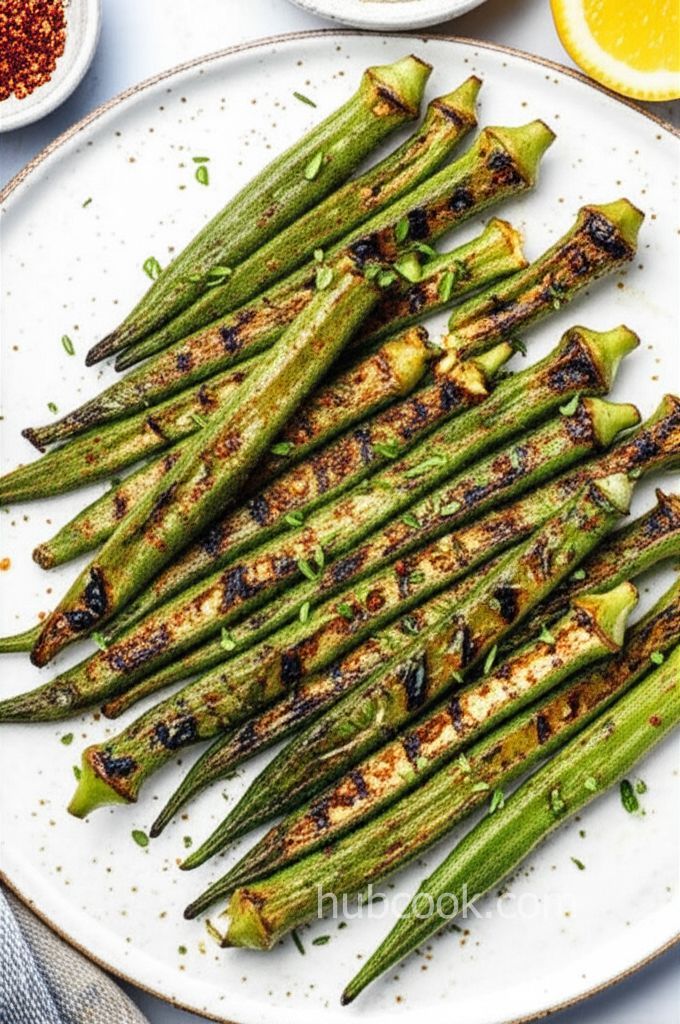 Lemony Grilled Okra