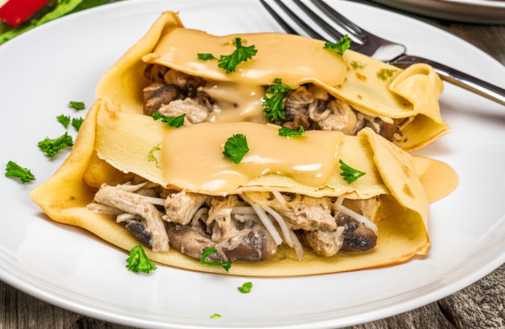 Mushroom and Chicken Crepe Packets