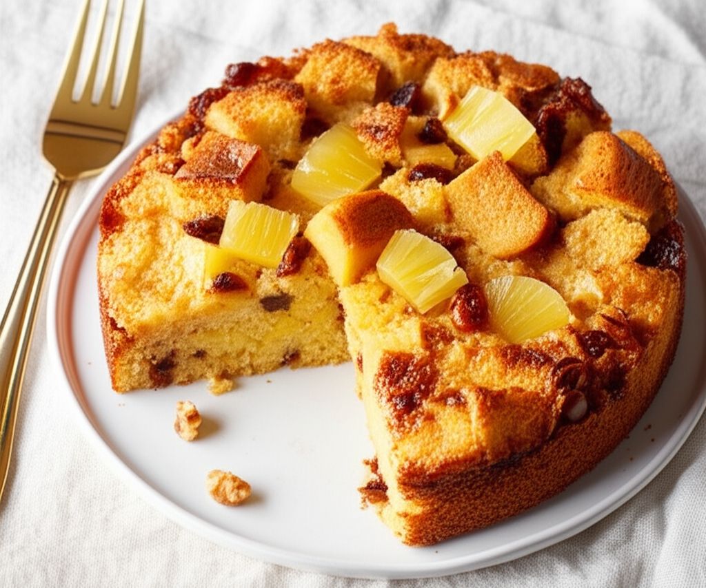 Pineapple Bread Pudding with Raisins