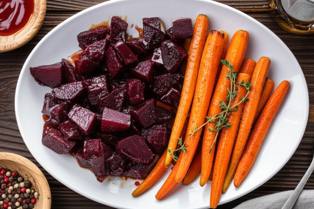 Roasted Beets and Carrots with Honey-Balsamic Glaze