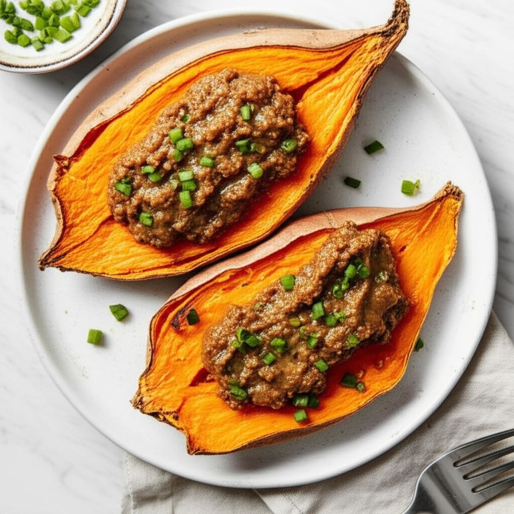 Roasted Sweet Potatoes with Sweet Miso-Scallion Butter