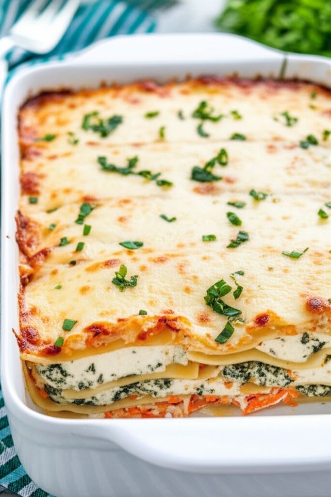 Spinach, Artichoke, and Carrot White Lasagna