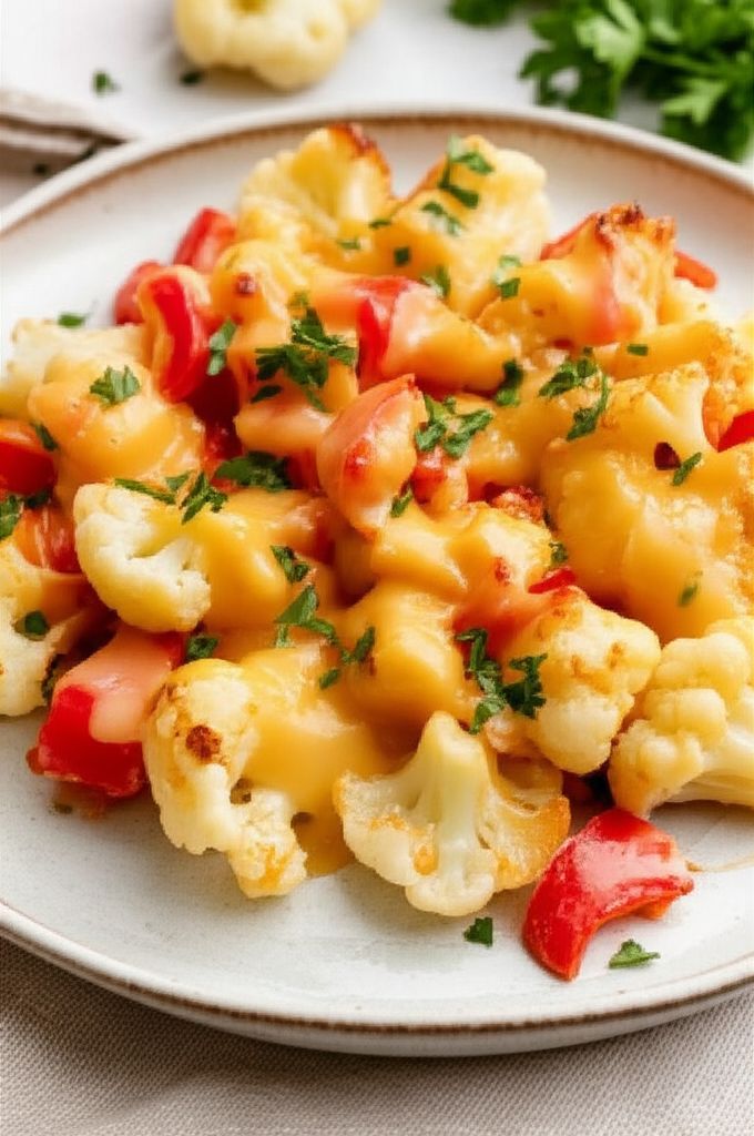 Utokia's Cauliflower in Bell Pepper and Cheese Sauce