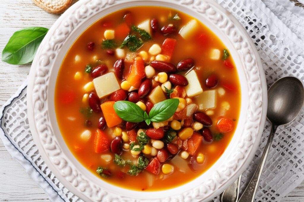 Veggie Soup with Basil Sauce