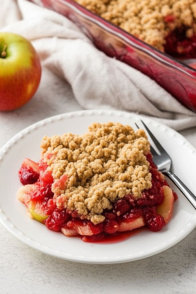 Apple Crisp with Cranberry Sauce