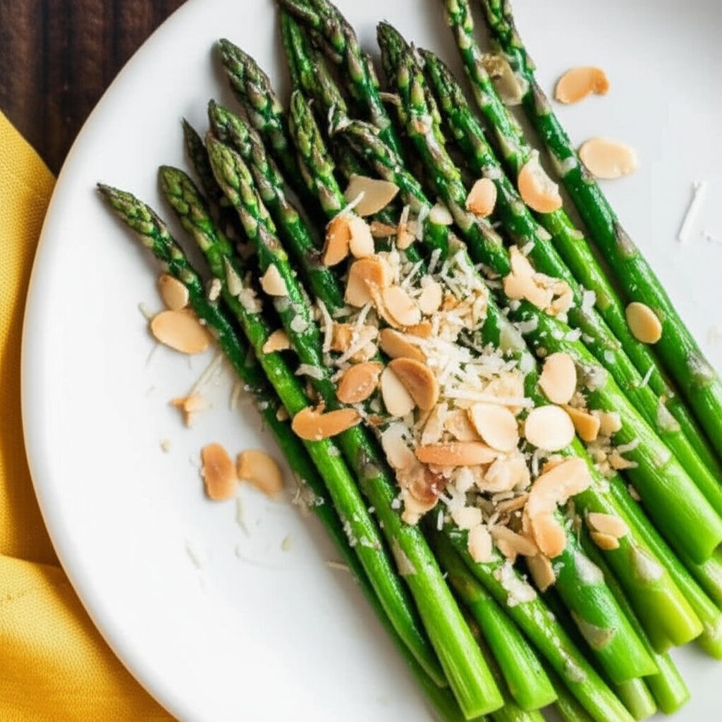 Asparagus with Sliced Almonds and Parmesan Cheese