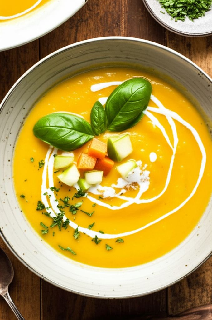 Banana Squash Soup with Sweet Potato and Green Apple