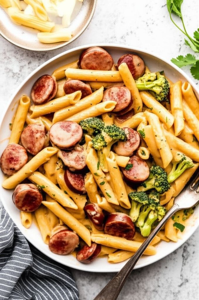 Cheesy Kielbasa Pasta