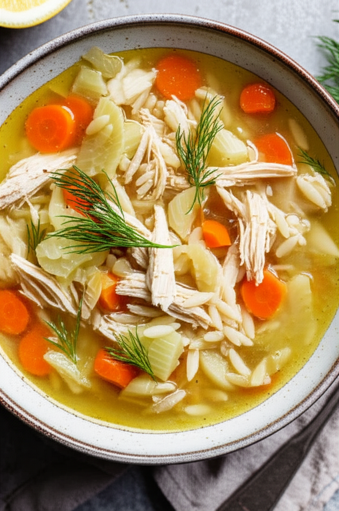 Chicken and Orzo Soup with Fennel
