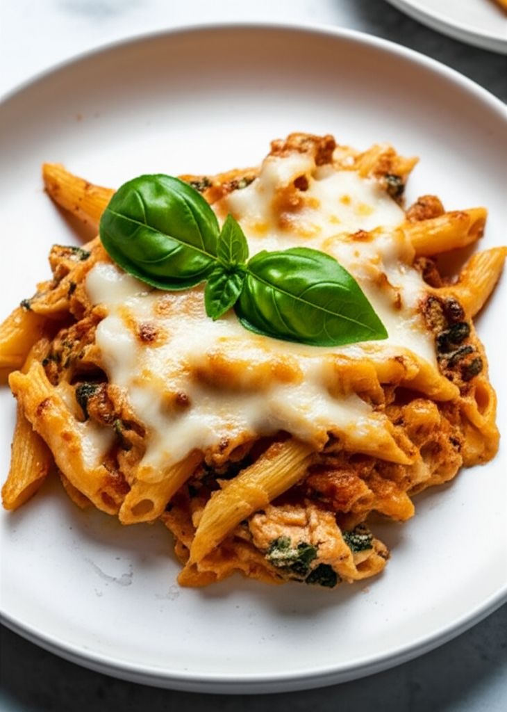 Chicken, Spinach, and Cheese Pasta Bake