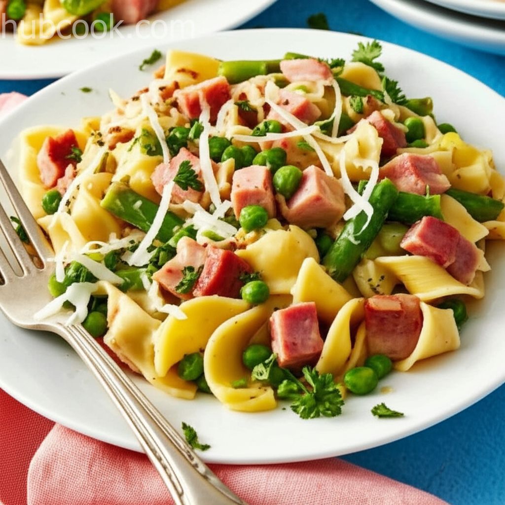 Creamy Spring Vegetable and Ham Pasta