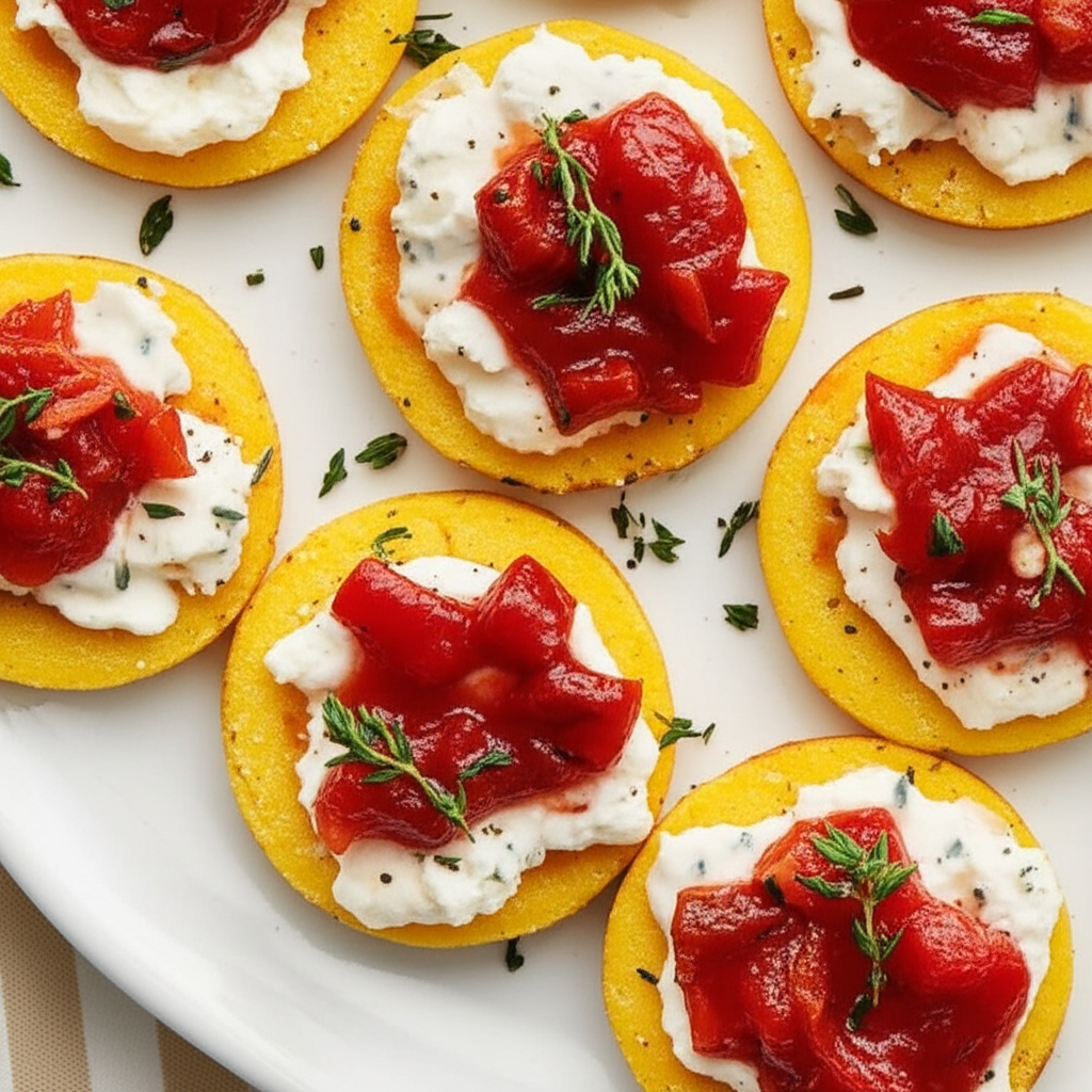 Crispy Polenta Bites with Jammy Tomato Topper