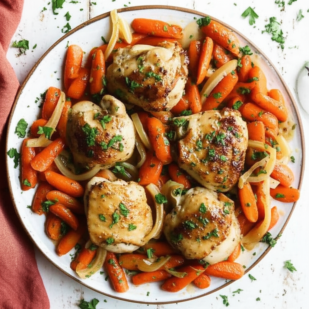 Easy One-Skillet Chicken Thighs with Carrots