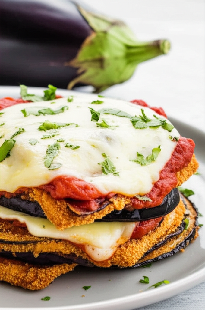 Eggplant Parmesan with Fresh Basil and Smoked Mozzarella