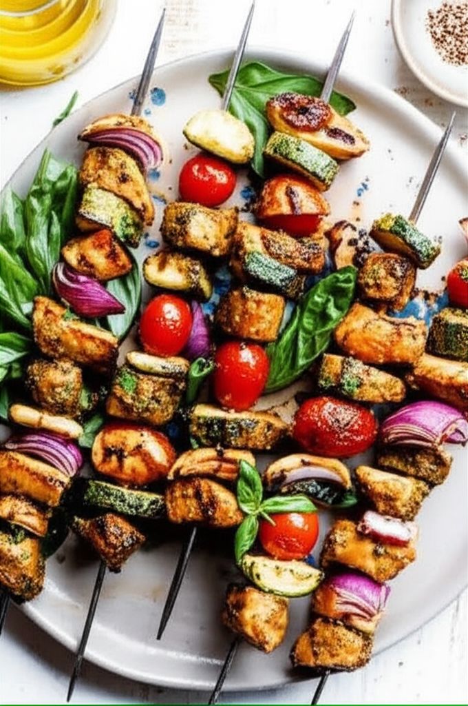 Grilled Pesto Chicken Kabobs
