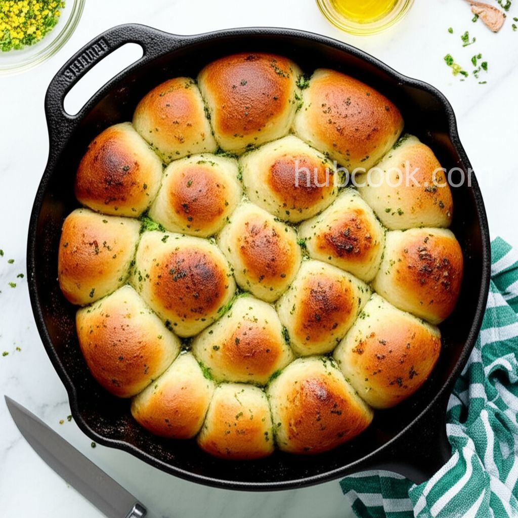 Herby Garlic Skillet Dinner Rolls
