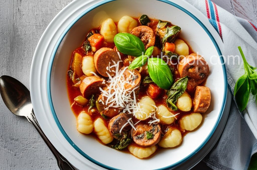 Italian Sausage and Gnocchi Soup with Fresh Basil