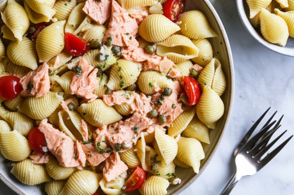 Lemony Dill Salmon Pasta Salad