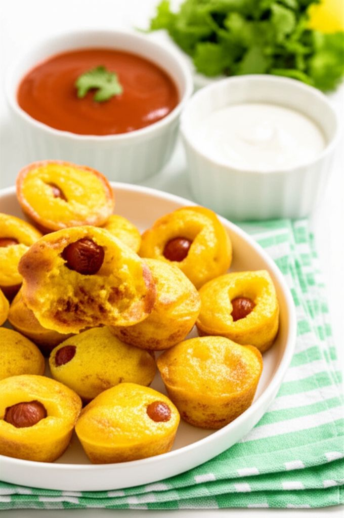 Mini Southwestern Corn Pup Muffins with Fiesta Dipping Sauce