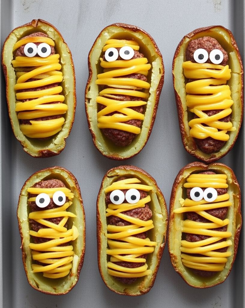 Mummified Meatballs in Crispy Potato Skin Coffins