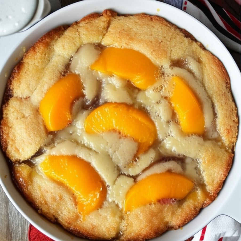 My Bottom-Up Peach Cobbler