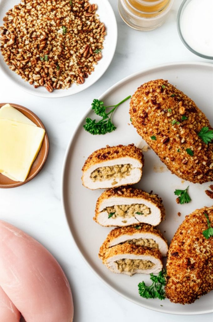 Pecan Encrusted Stuffed Chicken Breasts