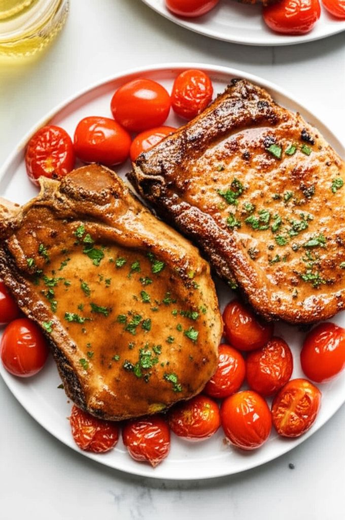Pork Chops with Bourbon Tomatoes