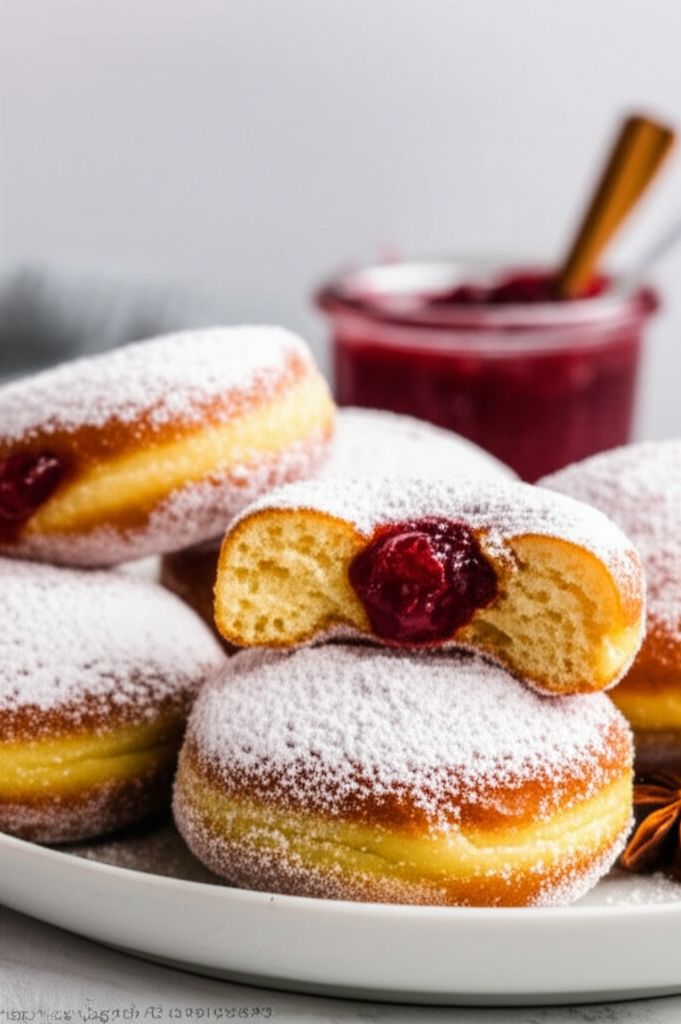 Pumpkin Sufganiot with Cranberry Jelly