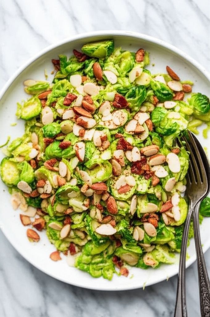 Shaved Brussels Sprouts with Bacon and Almonds