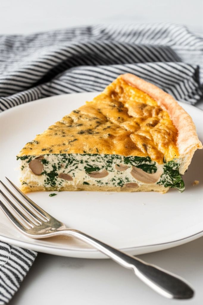 Simple Crustless Spinach and Mushroom Quiche