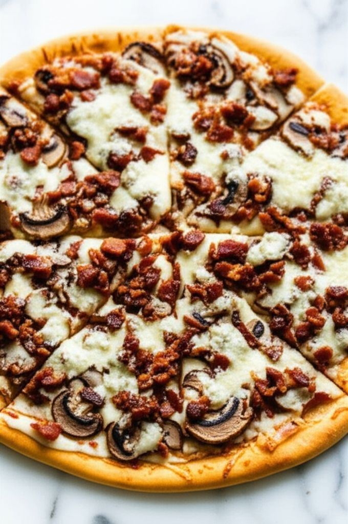 Thin-Crust Pizza with Roasted Mushrooms and Smoked Bacon