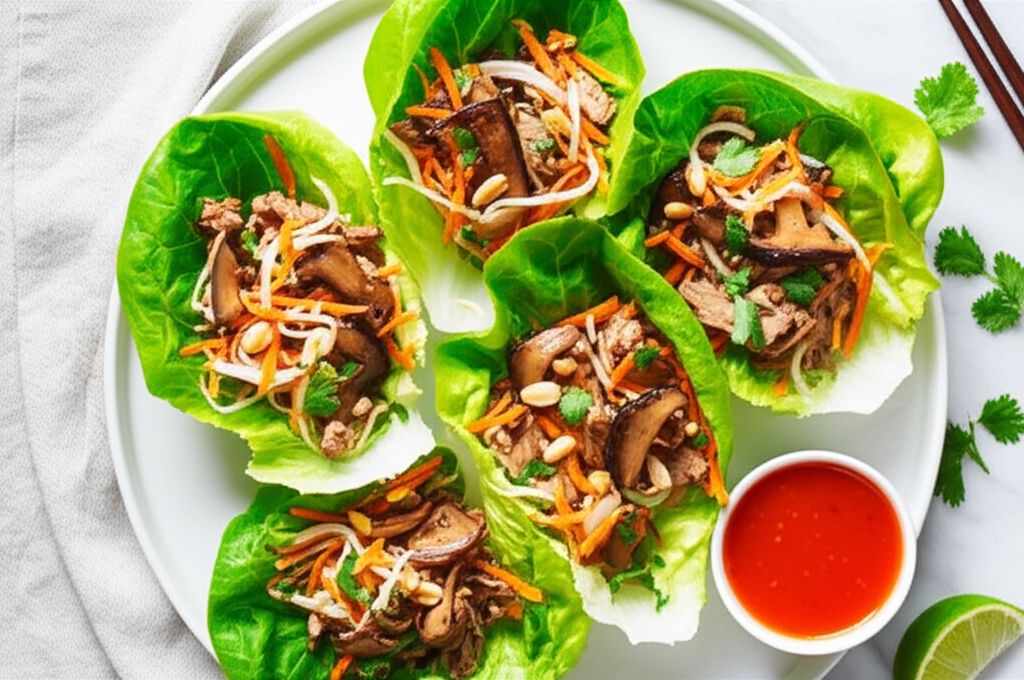 Turkey Lettuce Wraps with Shiitake Mushrooms