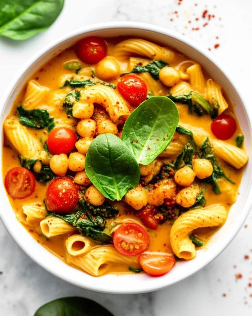 Vegan One-Pot Coconut Curry with Pasta and Vegetables