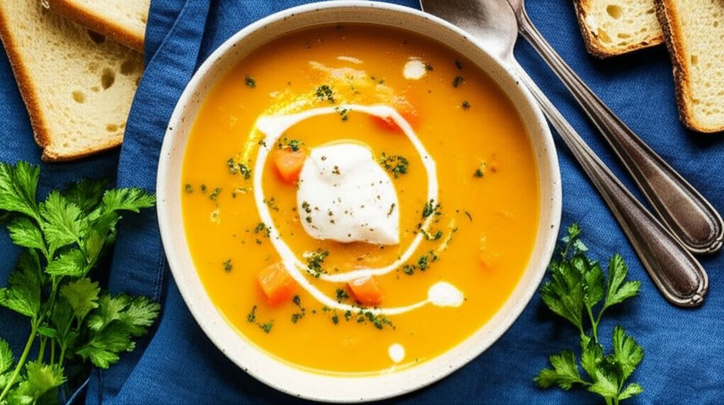 Vegetarian Thanksgiving Soup with Carrots, Ginger, and Coconut