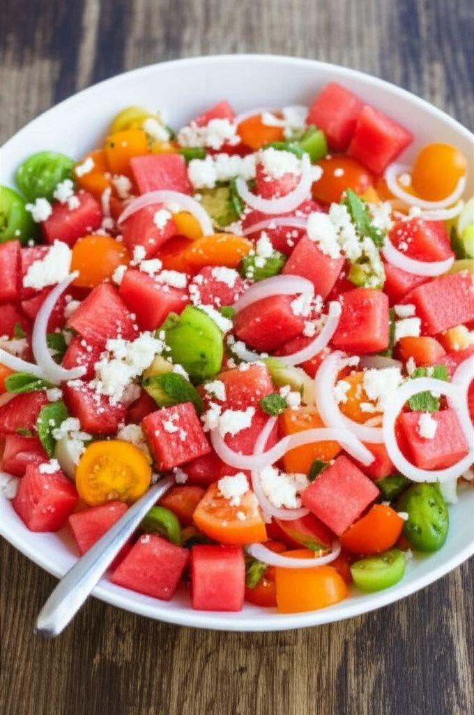 Watermelon and Tomato Feta Salad