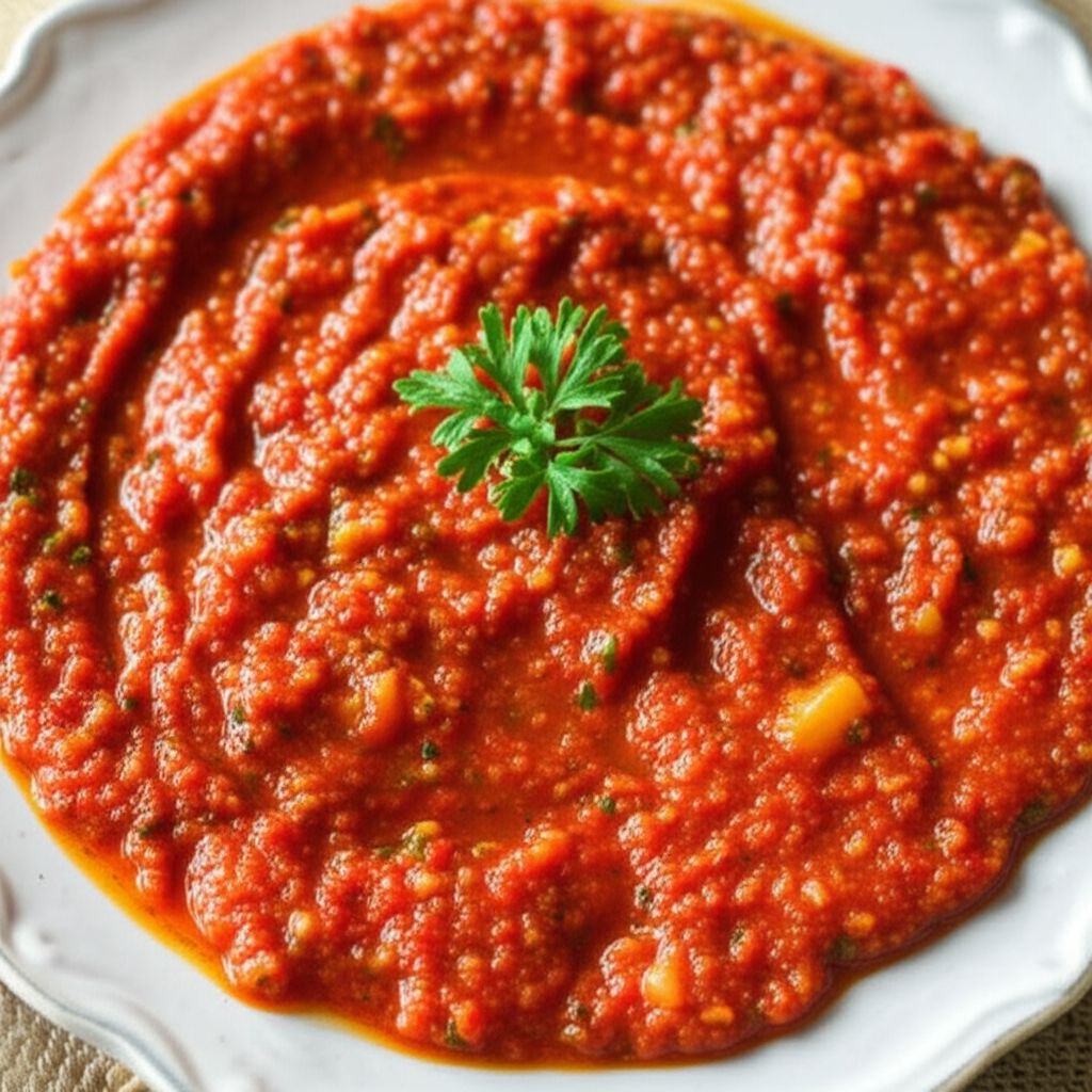 Algerian Bouzgene Berber Bread with Roasted Pepper Sauce