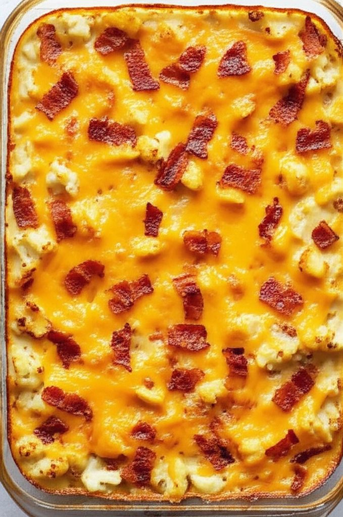 Bacon Swiss Potato Cauliflower Casserole