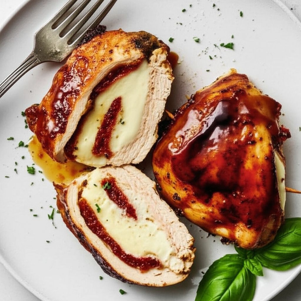 Balsamic-Glazed Stuffed Chicken Breasts with Pesto and Parmesan