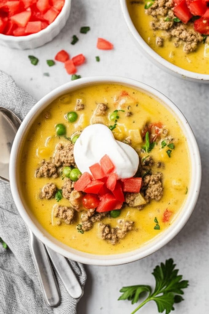 Cheeseburger Chowder with Sausage
