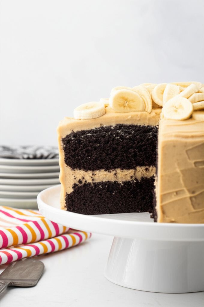 Chocolate Banana Cake with Peanut Butter Cream Cheese Frosting