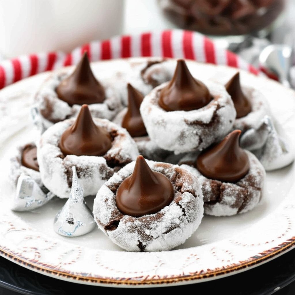 Chocolate Peanut Butter Blossom Cookies