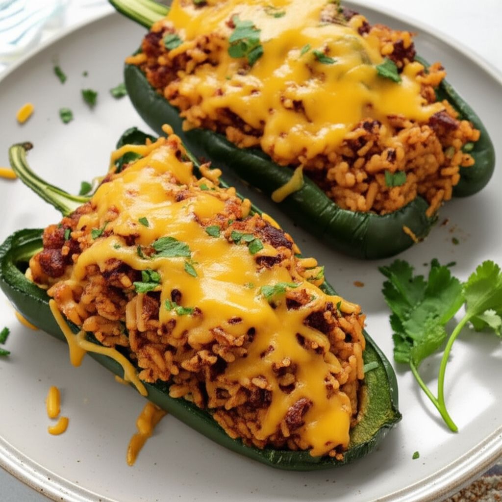 Chorizo and Rice-Stuffed Poblano Peppers