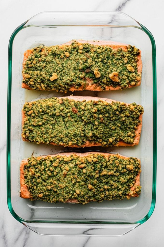 Cilantro and Walnut Crusted Salmon
