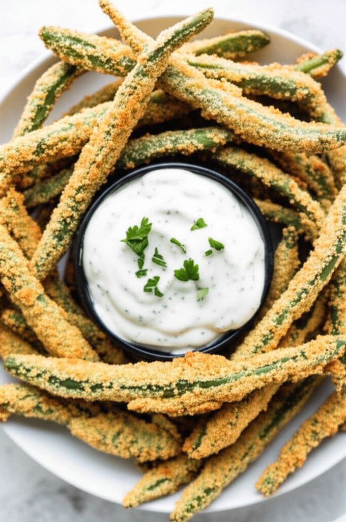 Crispy Green Beans with Horseradish-Wasabi Dip